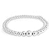 Bling Jewelry Traditional Classic Shinny Polished .925 Sterling Silver Graduated Round Lightweight Bead Ball Strand Necklace For Women 18 Inch Hand Strung
