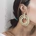 DOUBNINE Large Circle Hoops Multi Loop Golden Matte Geometric Earrings Women Jewelry (golden)