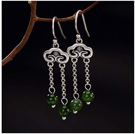 MWTWTM Ladies High-End Eardrop Retro Mosaic Hetian Jade Jade Auspicious Cloud Mother Gift Mother'S Day Birthday