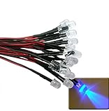 Led World 20pcs 10mm Ultra Violet UV led Pre Wired light 12V 18cm Round Top Bulbs Light Lamp