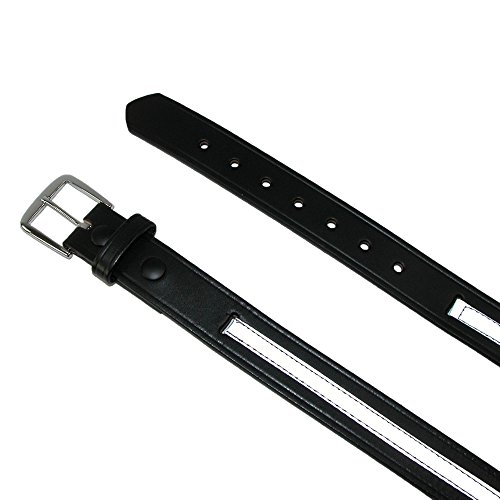 Boston Leather Men's Leather Work Belt with Reflective Safety Stripe, 32, Black