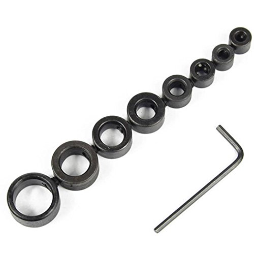 Tsmile 7Pcs 3-12mm Drill Bits Depth Stop Collar Ring - Positioner Spacing Ring Locator - 1PC Woodworking Drill Bits Hex Wrench (Black)