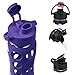Lifefactory 22-Ounce BPA-Free Glass Water Bottle with Flip Cap and Protective Silicone Sleeve, Purple