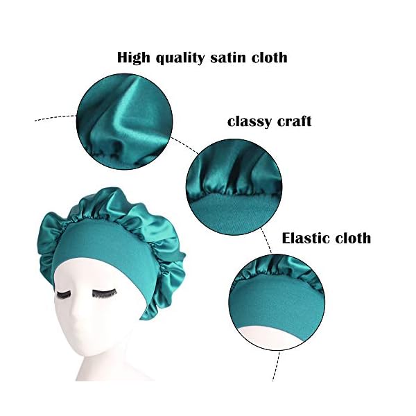 Cyleibe-2pcs-Satin-Bonnet-Cap-Hair-Bonnet-for-Women-Sleeping-Satin-Night-Sleep-Caps-Women-Girls-Knitted-Elastic-Wide-Band-Shower-Cap-for-Home-Use-Hair-Salon-Hair-Loss-Royal-Blue-Teal Cyleibe 2pcs Satin Bonnet Cap, Hair Bonnet for Women Sleeping, Satin Night Sleep Caps, Women Girls Knitted Elastic Wide…