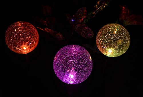 Solaration Crackle Glass Globe Solar Lawn Light, 3.5" Dia (3 Pack)