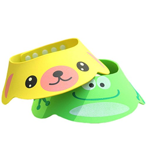 Datework Adjustable Baby Child Kids Shampoo Bath Shower Cap Wash Hair Hat (Green) - Thumbnail 5