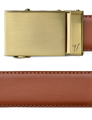 Mission Belt Men's Ratchet Belt - Gold 40 - Gold Buckle / Light Brown Leather, Large (36 - 38)