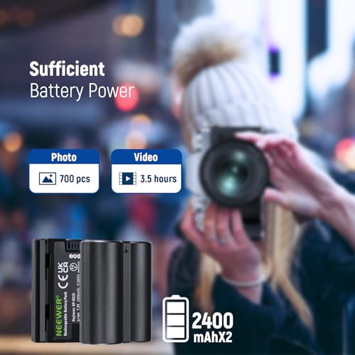 NEEWER NP-W235 Camera Battery Charger Set, Double Slot USB Charger with LCD, Pack of 2, 2400 mAh Replacement Batteries, Compatible with Fujifilm X-T5 X-T4 GFX 100S X-H2S GFX 50S II VG-XT4 Battery Grip