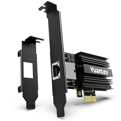 PCIe 10G Network Card, YuanLey 10G Base-T Ethernet Card with Marvell AQC113 Controller, PCIe to 10Gb RJ45 Ethernet NIC, Compatible with PCI Express X1, X4, X8, X16