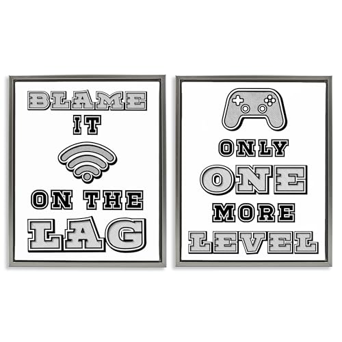 'Black & White Gamer Quotes'| 2pc Floating Frame Art Set 2