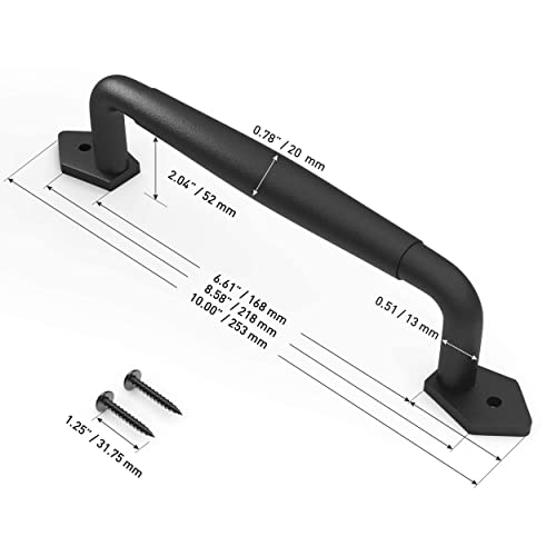 VivaLight Barn Door Handle Round Black 10 inch Solid Steel Gate Handle