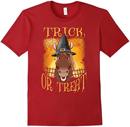 Mens Boo! Very Scary... "Trick Or Treat", Halloween Horse T-shirt Small Cranberry