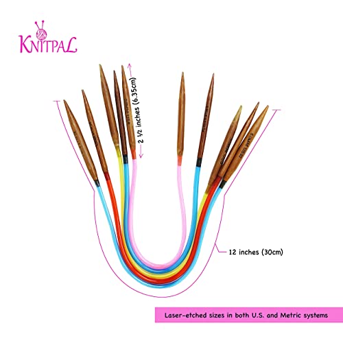 KnitPal 12inch (30cm) Short Circular Knitting Needles Set with 11