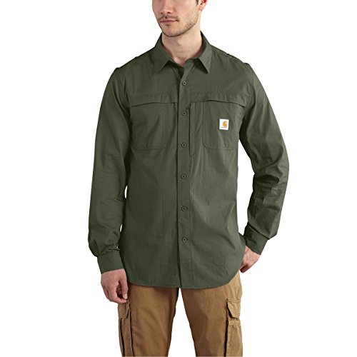Carhartt Men's 101746 Force Full Swing™ Mandan Long Sleeve Shirt - Large - Moss