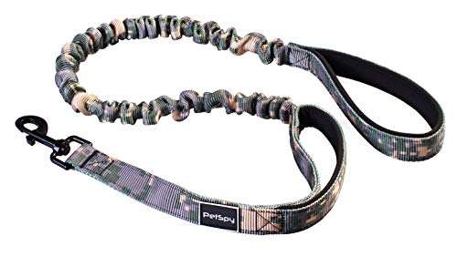 PetSpy Two Handle Dog Leash with Shock Absorbing - Improved Control & Training Bungee Pet Lead 4-6 ft (Green)