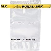 Nasco Whirl-Pak B01489WA Write-On Sample Bags, Sterile 7 oz 207mL Leakproof Polyethylene Bags with Puncture-Proof Wire Closure for Lab, Food &amp; Water Sampling, Box of 500