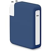 LCMOCICO Soft Silicone 140W Charger Protector Case Cover Sleeve for 2024 MacBook Pro 16 inch A3186 A3403 A2991 A2780 A2485 M4 M3 M2 M1 Pro/Max Chip 2023 2022 2021, 140W Power Adapter Cover, Navy Blue