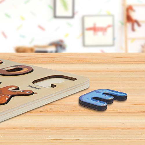 3 otters Alphabet Puzzles for Kids, Wooden Alphabet Puzzle Upper Case Letter and Learning Board Toy, for Kindergarten Toddlers & Preschools