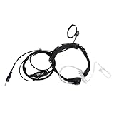 Coodio Tactical Laryngophone Earpiece Throat Mic Headset Bodyguard FBI [Covert Acoustic Tube] Microphone For 1 Pin Uniden 2 Way Radio Walkie Talkie