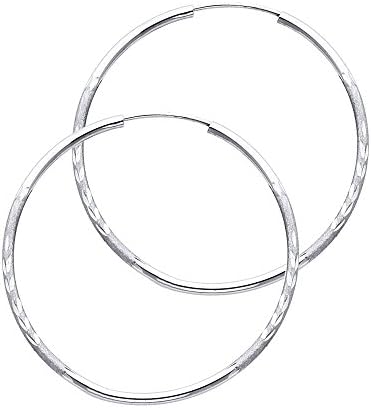 14k White Gold 1.5mm Thickness Endless Hoop Earrings - 8 Different Size Available