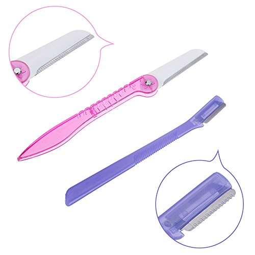 Lictin 4 Pcs Eyebrow Razor Trimmer Shaper Kit, Cheek Facial Hair Remover Women's Trimmer Shaving Grooming Kit with 24 Pcs Eyebrow Stencil Grooming Shaping Templates(pink)