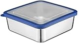 MIRA Stainless Steel Lunch Box Food Storage Container | BPA Free, Eco-Friendly, Reusable Sandwich Box & Snack Container | For Kids & Adults | 6 x 6 in | Transparent Lid (Blue)