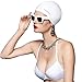 BALNEAIRE Silicone Solid Swim Cap, Waterproof Unisex Swimming Caps White