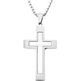 ROSTIVO Stainless Steel Cross Necklace – Religious Pendant with Chain for Men, Stylish Christian Jewelry for Daily Wear, Gifts & Spirituality