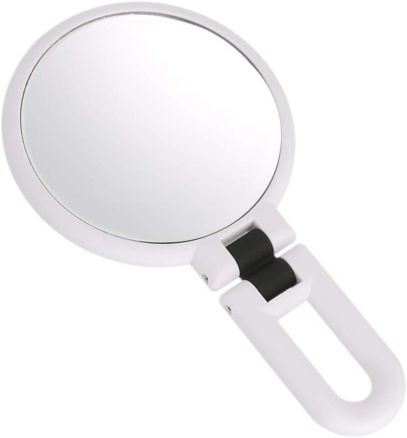 Aestivate 15x 1x Magnifying Makeup Mirror, Travel Handheld Mirror Double-Sided 360 Adjustable Cosmetic Hand Mirror Round (White)