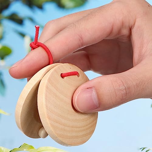 ERINGOGO Wooden Castanets – Spanish Hand Percussion Instrument With String For Adults