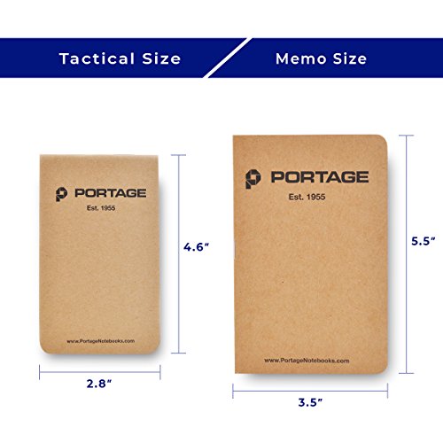 Portage Kraft Cover Memo Sized Pocket Notepad - Side Bound Notebook with Lined Paper for On-the-Go Note Taking - 3.5" x 5.5" - 64 Pages (3 Pack)