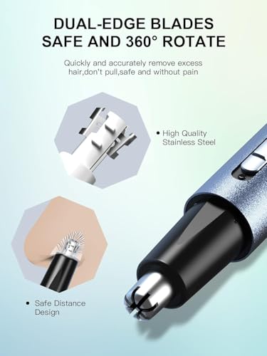 2025 Rechargeable Nose & Ear Hair Trimmer, 3 in 1 Multipurpose Rechargeable USB Trimmer for Men & Women,Facial & Eyebrow Hair Removal Tool, Powerful Motor, Painless, Easy to Clean, IPX7 Waterproof