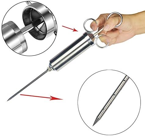 COMFET Mesh Grill - Food Seasoning BBQ Meat Marinade Kit Gun with 2 for Chicken Turkey