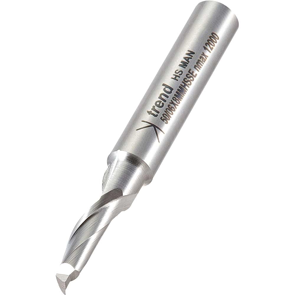 Trend Professional Helical Plunge Cutter, 8mm Shank, 6mm Cut Diameter & 14mm Cut Length, High Speed Steel, 50/06X8MMHSSE
