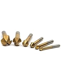 tonsiki 6 pcs 90 grados 3 flauta HSS Avellane Cutter Revestimiento de nitruro de titanio Chamfer cortador End Mill Brocas Juego de herramientas de corte