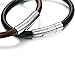 FIBO STEEL 2Pcs 6MM Leather Bracelet for Men Womens Rope Cuff Bracelet Stainless Steel Clasp 7.5-8.5 Inches
