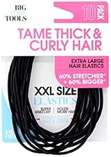 Big Hair Tools XXL Flat Elastics Black 10 Pack Thick Curly Hair Strong Hold view 2