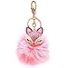 Fox Fur Ball Pearl Rhinestone Keychain Keyring for Car Key Ring Handbag Chain