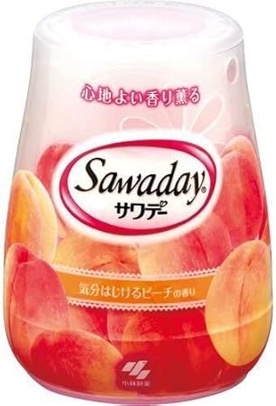 Amazon サワデー 消臭芳香剤 トイレ用 本体 ピーチの香り 140g サワデー 置き型