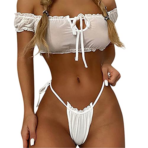 Women Naughty Nightlife Lingerie Set Bandeau Bikini Sexy Extreme Hot Mini  Thong String Babydoll Underwear (White, S) in Kenya | Whizz