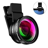 Aubllo Cell Phone Camera Lens 2 in 1 Clip-on Lens Kit 0.45X Super Wide Angle & 12.5X Macro Phone Camera Lens for iPhone X XR XS Max 8 7 6S Plus Samsung Android & Most Smartphones Black