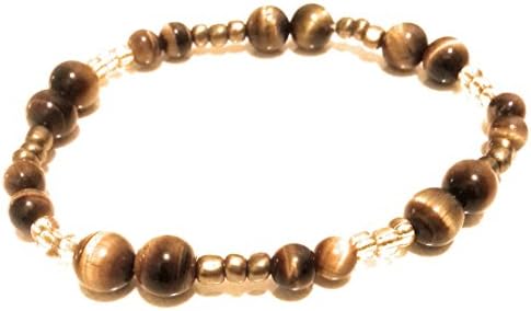 Soul Star Designs Tiger's Eye Stone "Gold Star" Bracelet with Champagne Accent Beads