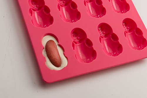 Mobi 12 Little Pigs in a Blanket Silicone Baking Mold, Pink, Set of 2