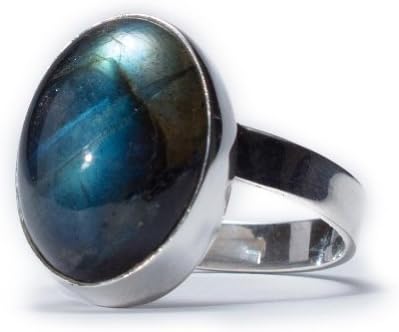 Labradorite Ring - 12 Carat Labradorite Gemstone with 925 Sterling Silver (Adjustable)