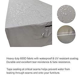 SERHOM Patio Furniture Covers, Waterproof Anti-UV 600D Heavy Duty Durable Table Cover for Outdoor Dining Table, Grey… 41ZpCy4zmmL