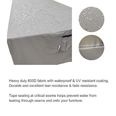 SERHOM Patio Furniture Covers, Waterproof Anti-UV 600D Heavy Duty Durable Table Cover for Outdoor Dining Table, Grey… 41ZpCy4zmmL