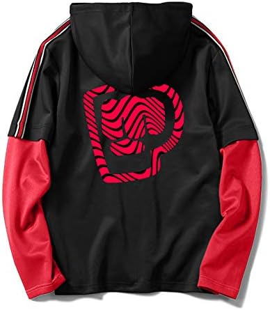 False Two-Piece Pewdiepie Custom Wavy Logo Long Sleeves Hoodie Sweater for Mens