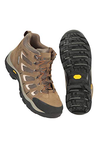 Mountain Warehouse Field Waterproof Vibram Hiking Boots Waterproof Wide Fit Rain Shoes Durable Walking Boots Suede Mesh Upper Footwear for Camping Travelling