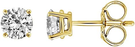 IGI Certified Diamond Stud Earrings for Men Set in 14K Gold(1/4 ctw Yellow)
