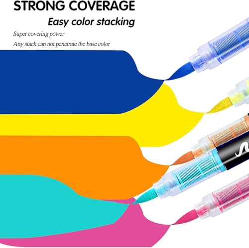 36 Color Acrylic Paint Pens, Soft Brush Tip Acrylic Paint Markers,Quick-Drying Waterproof Acrylic Markers for Canvas, Rock Painting, Wood, Stone, Glass, Ceramic, Fabric Painting, DIY Crafts